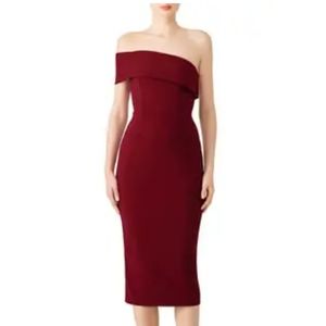 Katie May one shoulder burgundy dress